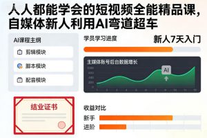人人都能学会的短视频全能精品课,自媒体新人利用AI弯道超车-开心分享网