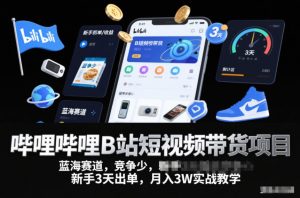 哔哩哔哩B站短视频带货项目,蓝海赛道,竞争少,新手3天出单,月入3W实战教学-开心分享网