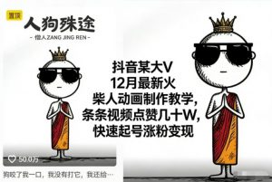 抖音某大V12月最新火柴人动画制作教学,条条视频点赞几十W,快速起号涨粉变现-开心分享网