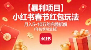 【暴利项目】小红书春节红包玩法月入5W的完整拆解（年货季可复制）-开心分享网