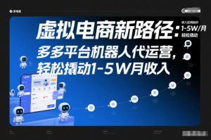 虚拟电商新路径：多多平台机器人代运营，轻松撬动1-5W月收入【揭秘】-开心分享网