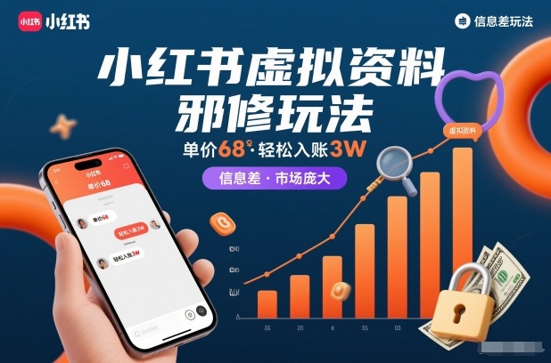 小红书虚拟资料邪修玩法，单价68，轻松入账3W，信息差玩法，市场庞大-开心分享网