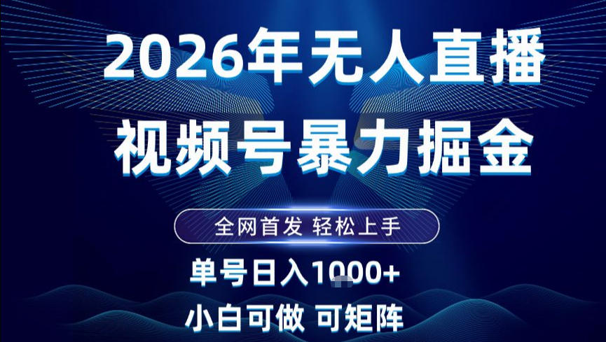 2026最新视频号无人直播掘金，全网首发，小白可以玩，长期稳定日入1k+【揭秘】-开心分享网
