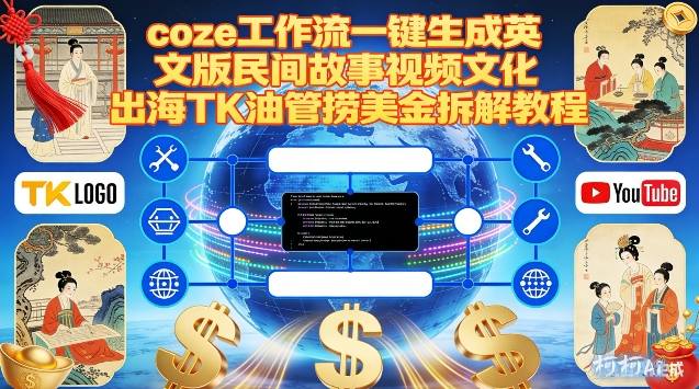 Coze扣子工作流一键生成英文版民间故事视频，文化出海TK油管捞美金拆解教程-开心分享网