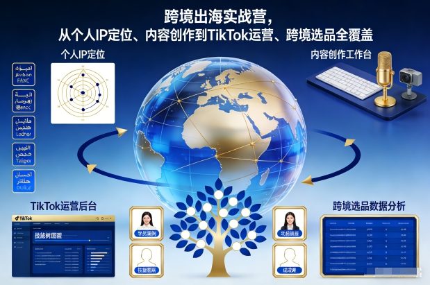 跨境出海实战营，从个人IP定位、内容创作到TikTok运营、跨境选品全覆盖-开心分享网