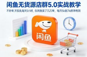 闲鱼无货源店群5.0实战教学，不补单，不投流，每天5小时，在闲鱼卖了几万单，每月5k到7k的净利润-开心分享网