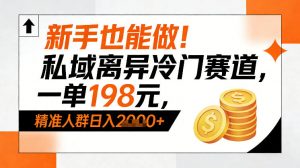新手也能做！私域离异冷门赛道，一单198，精准人群日入1k+-开心分享网