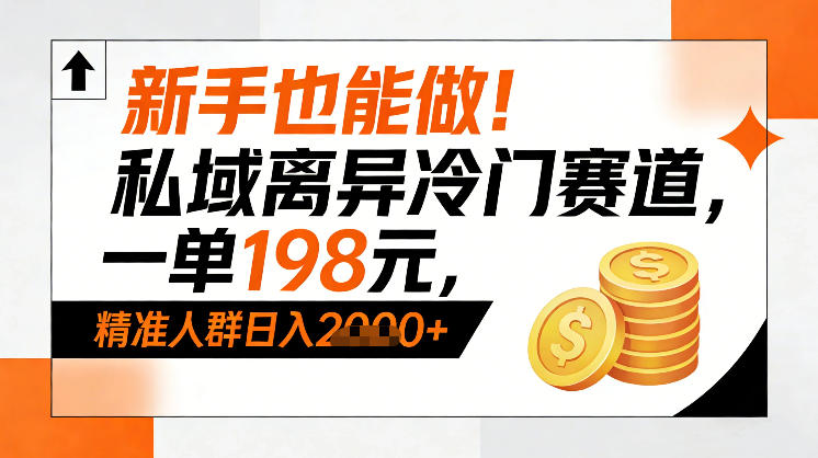 新手也能做！私域离异冷门赛道，一单198，精准人群日入1k+-开心分享网