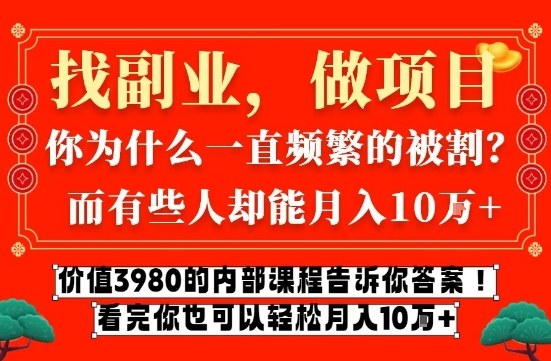 价值3980的网创内部课程，告诉你互联网创业月入10个W的秘密【揭秘】-开心分享网