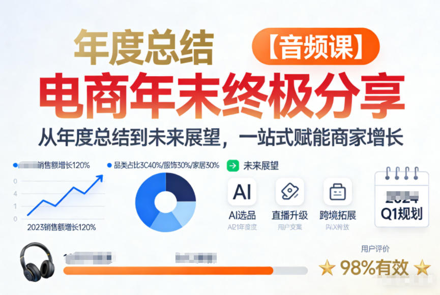 电商年未终极分享，从年度总结到未来展望，一站式赋能商家增长【音频课】-开心分享网