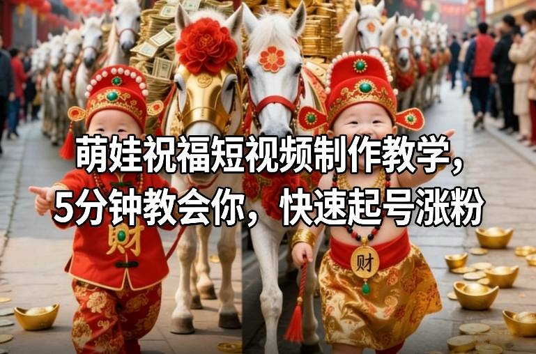 萌娃祝福短视频制作教学，5分钟教会你，快速起号涨粉-开心分享网