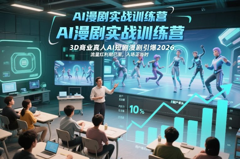 AI漫剧实战训练营，3D商业真人AI短剧漫剧引爆2026，流量红利期已至，入场正当时-开心分享网