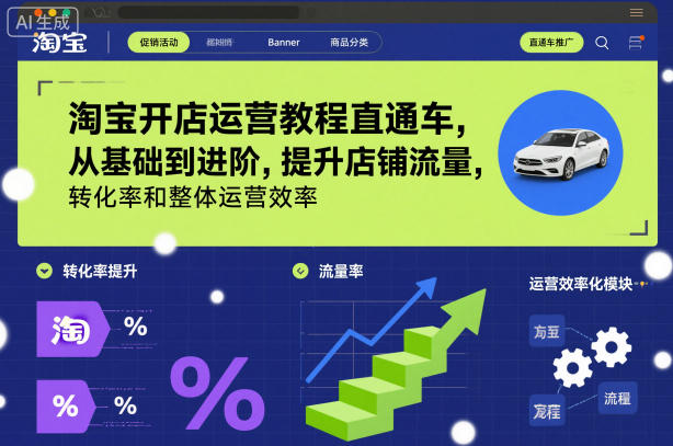 淘宝开店运营教程直通车，从基础到进阶，提升店铺流量，转化率和整体运营效率（更新26年1月）-开心分享网