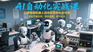 AI自动化实战课：20款智能机器人自动化您的业务任务，轻松节省时间，降低成本，提升利润-开心分享网