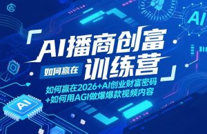AI播商创富训练营，如何赢在2026+AI创业财富密码+如何用AGI做爆款视频内容-开心分享网