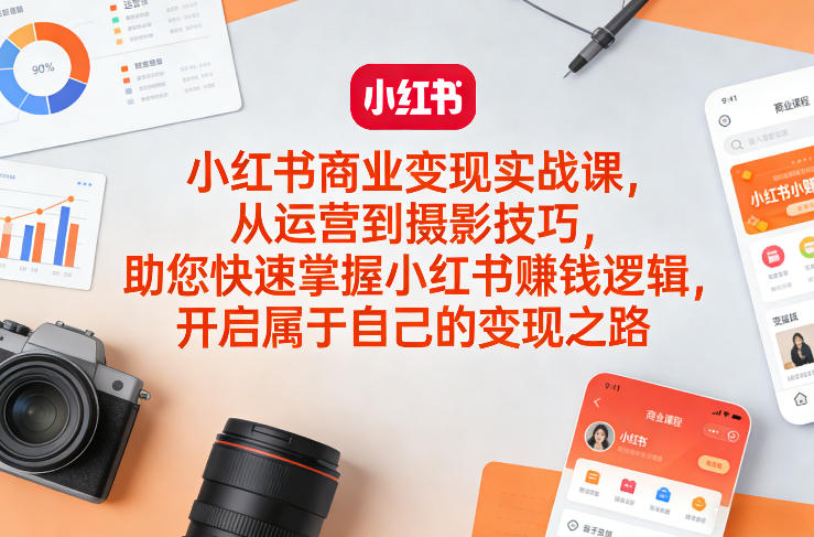 小红书商业变现实战课，从运营到摄影技巧，助您快速掌握小红书賺钱逻辑，开启属于自己的变现之路-开心分享网