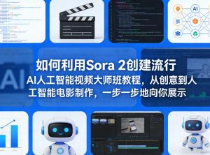如何利用Sora 2创建流行AI人工智能视频大师班教程，从创意到人工智能电影制作，一步一步地向你展示-开心分享网