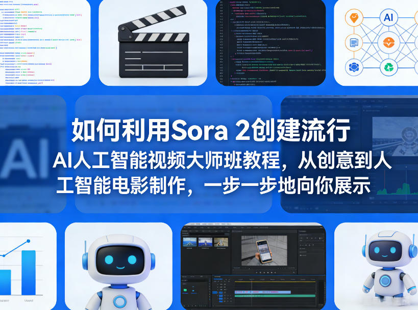 如何利用Sora 2创建流行AI人工智能视频大师班教程，从创意到人工智能电影制作，一步一步地向你展示-开心分享网