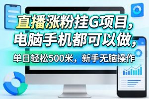 直播涨粉挂G项目,电脑手机都可以做,单日轻松500米,新手无脑操作【揭秘】-开心分享网