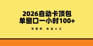 2026自动卡顶包玩法，单窗口一小时100+，可矩阵操作，无需人工【揭秘】-开心分享网