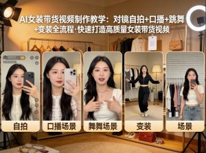 AI女装带货视频制作教学，对镜自拍、口播、跳舞、变装全流程，快速打造高质量女装带货视频-开心分享网
