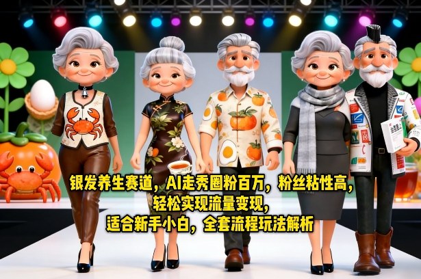 银发养生赛道，AI走秀圈粉百万，粉丝粘性高，轻松实现流量变现，适合新手小白，全套流程玩法解析-开心分享网