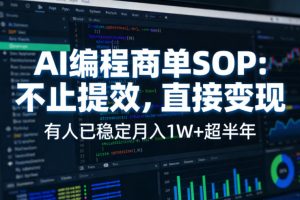 AI编程商单SOP，AI编程不能只给工作提效，还要直接变现，有人已经稳定月入1W+半年了-开心分享网
