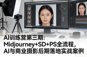 AI训练营第三期:Midjourney+SD+PS全流程,AI与商业摄影后期落地实战案例-开心分享网