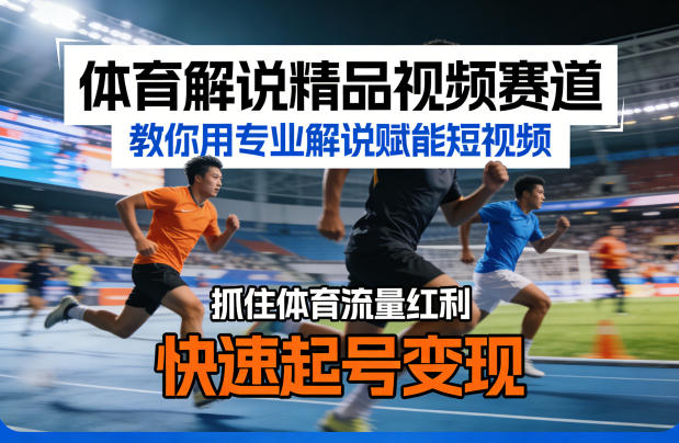 体育解说精品视频赛道，教你用专业解说赋能短视频，抓住体育流量红利，快速起号变现-开心分享网