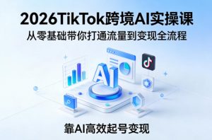 2026TikTok跨境AI实操课，从零基础带你打通流量到变现全流程，靠AI高效起号变现-开心分享网