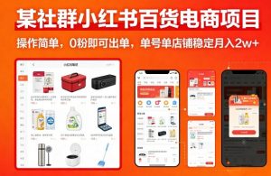 某社群小红书百货电商项目，操作简单，0粉即可出单，单号单店铺稳定月入2w+-开心分享网