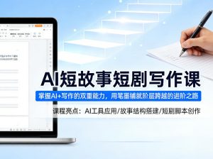 AI短故事短剧写作课,掌握AI+写作的双重能力,用笔墨铺就阶层跨越的进阶之路-开心分享网