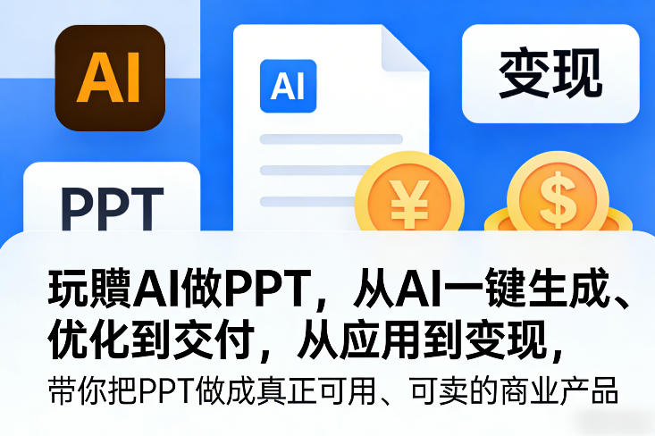 玩賺AI做PPT，从AI一键生成、优化到交付，从应用到变现，带你把PPT做成真正可用、可卖的商业产品（更新0401）-开心分享网