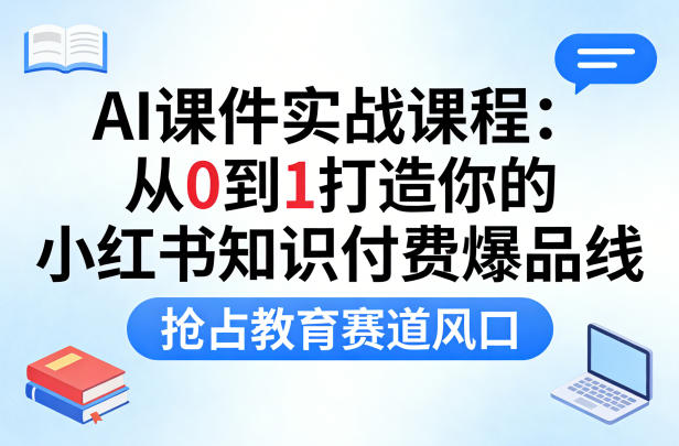 AI课件实战课程，从0到1打造你的小红书知识付费爆品线，抢占教育赛道风口-开心分享网