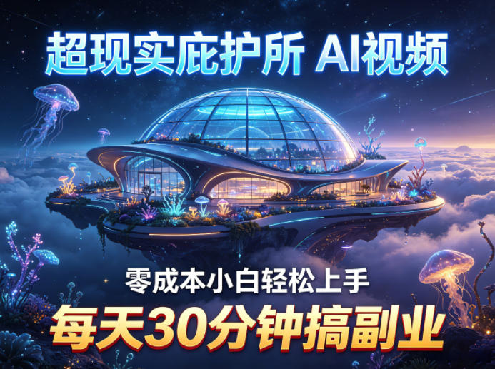 超现实庇护所AI视频项目拆解，零成本小白轻松上手，每天30分钟搞副业-开心分享网