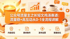 公众号流量主之长短文鸡汤赛道，流量稳+高互动，从0-1全流程讲解-开心分享网