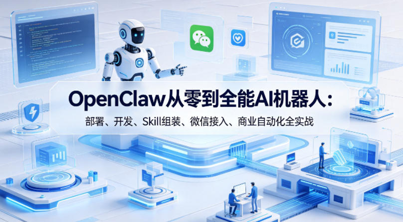 OpenClaw从零到全能AI机器人：部署、开发、Skill组装、微信接入、商业自动化全实战-开心分享网