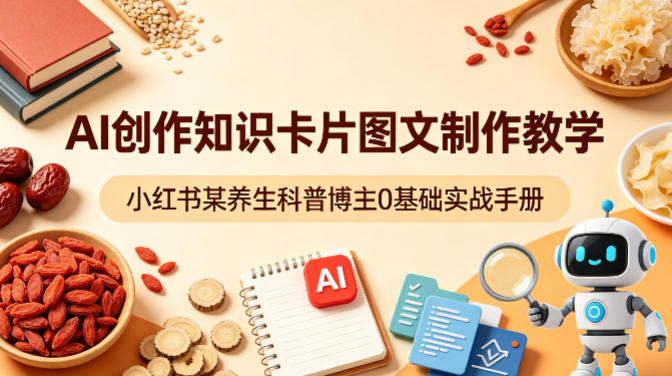 AI创作知识卡片图文制作教学，小红书某养生科普博主0基础实战手册-开心分享网