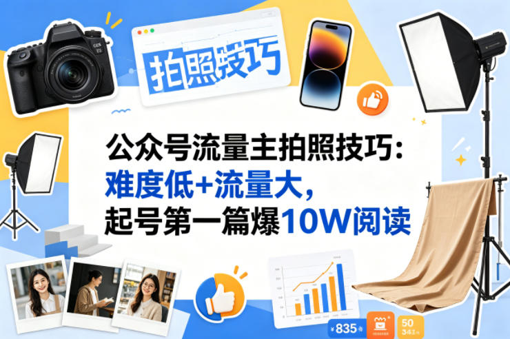 公众号流量主之拍照技巧赛道，难度低+流量大，起号第一篇就爆了10w阅读-开心分享网