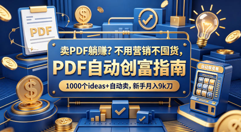 卖PDF躺賺？不用营销不囤货，PDF自动创富指南，1000个ideas+自动卖，新手月入9k刀【原创双语字幕】-开心分享网