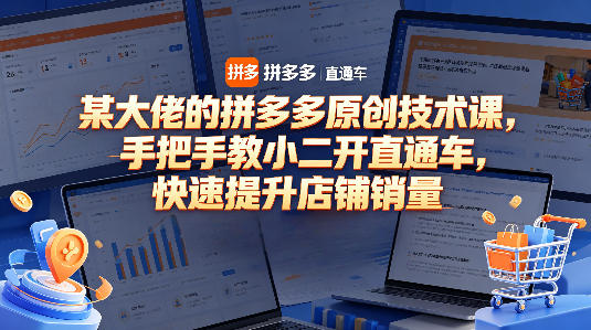 某大佬的拼多多原创技术课，手把手教小二开直通车，快速提升店铺销量-开心分享网