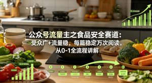 公众号流量主之食品安全赛道，受众广+流量稳，每篇作品稳定万次阅读，从0-1全流程讲解-开心分享网