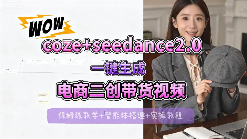 【Coze工作流搭建实操教程】seedance2.0+coze一键生成电商二创带货视频，全流程保姆级教学-开心分享网