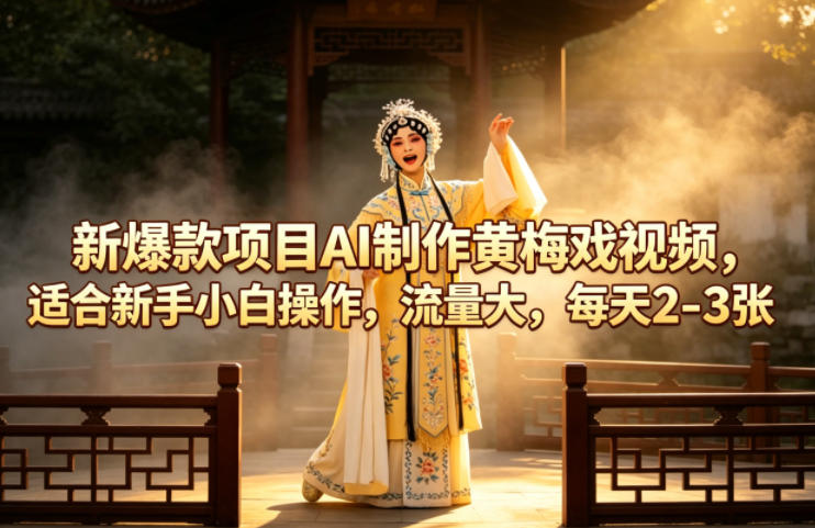 新爆款项目AI制作黄梅戏视频，适合新手小白操作，流量大，每天2-3张-开心分享网
