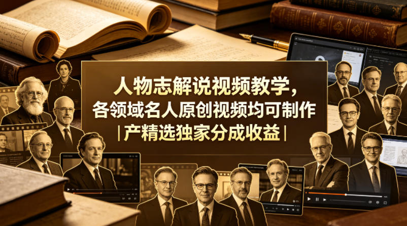 人物志解说视频教学，各领域名人原创视频均可制作丨精选独家分成收益（更新0430）-开心分享网