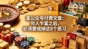 某公众号付费文章：穷人乍富之后，必须要戒掉这8个恶习-开心分享网