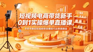 短视频电商带货新手0到1实操爆单直播课，手把手教你短视频带货爆技巧出单搞佣金-开心分享网