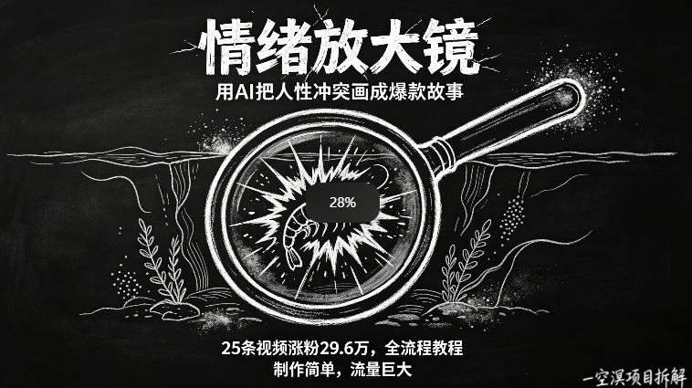 AI制作“情绪放大镜“视频，25条视频涨粉29.6W粉，流量巨大，制作简单，全流程教程-开心分享网