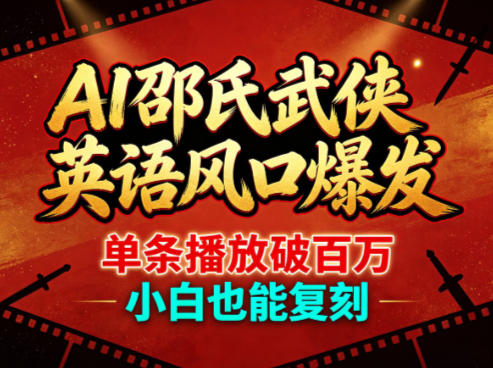 AI邵氏武侠英语风口爆发，单条播放破百万，小白也能复刻-开心分享网