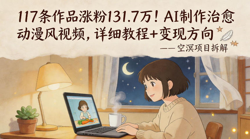 117条作品涨粉131.7W！AI制作治愈动漫风视频，详细教程+变现方向-开心分享网